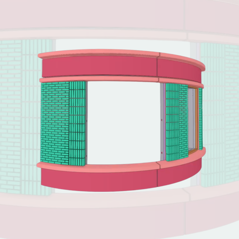 Sandwich curved brick panel