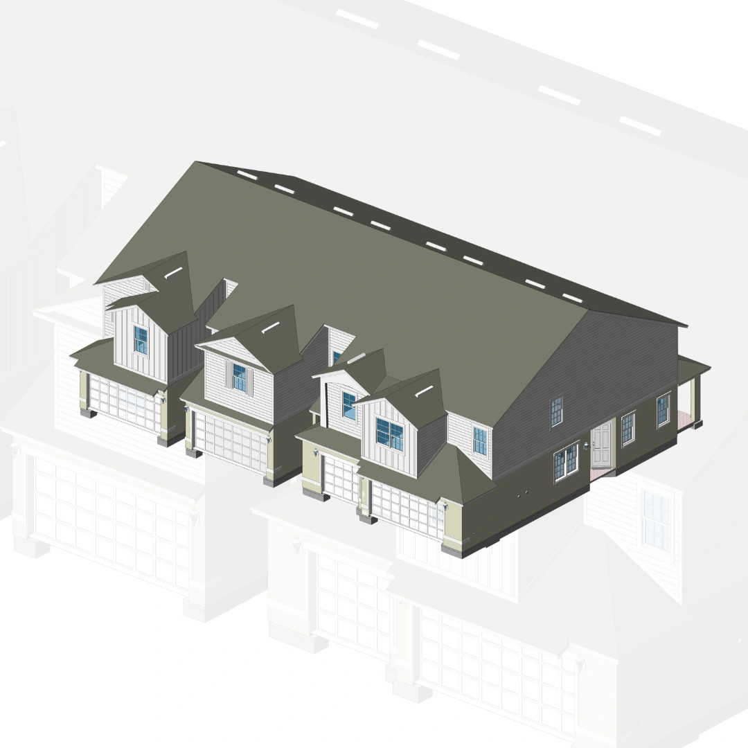 LOD 300 BIM model of 4‑unit townhome—Waterset project