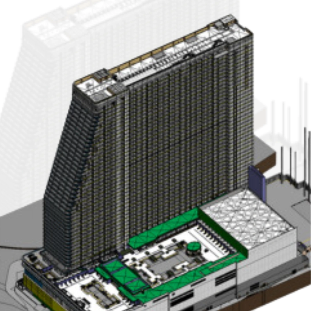 BIM model of mixed-use high-rise project in the USA